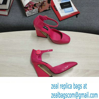 Dolce  &  Gabbana Heel 6.5cm/10.5cm Patent leather Mary Janes Fuchsia with Geometric Heel 2022